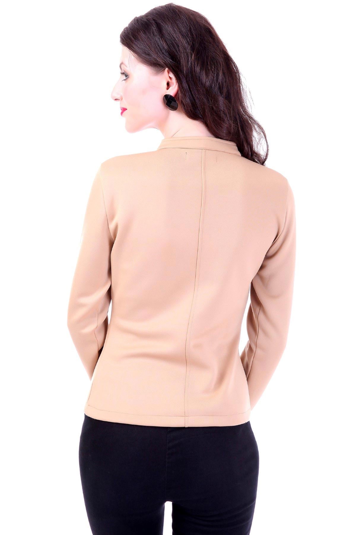 Women's Contrast Binding Beige Jacket