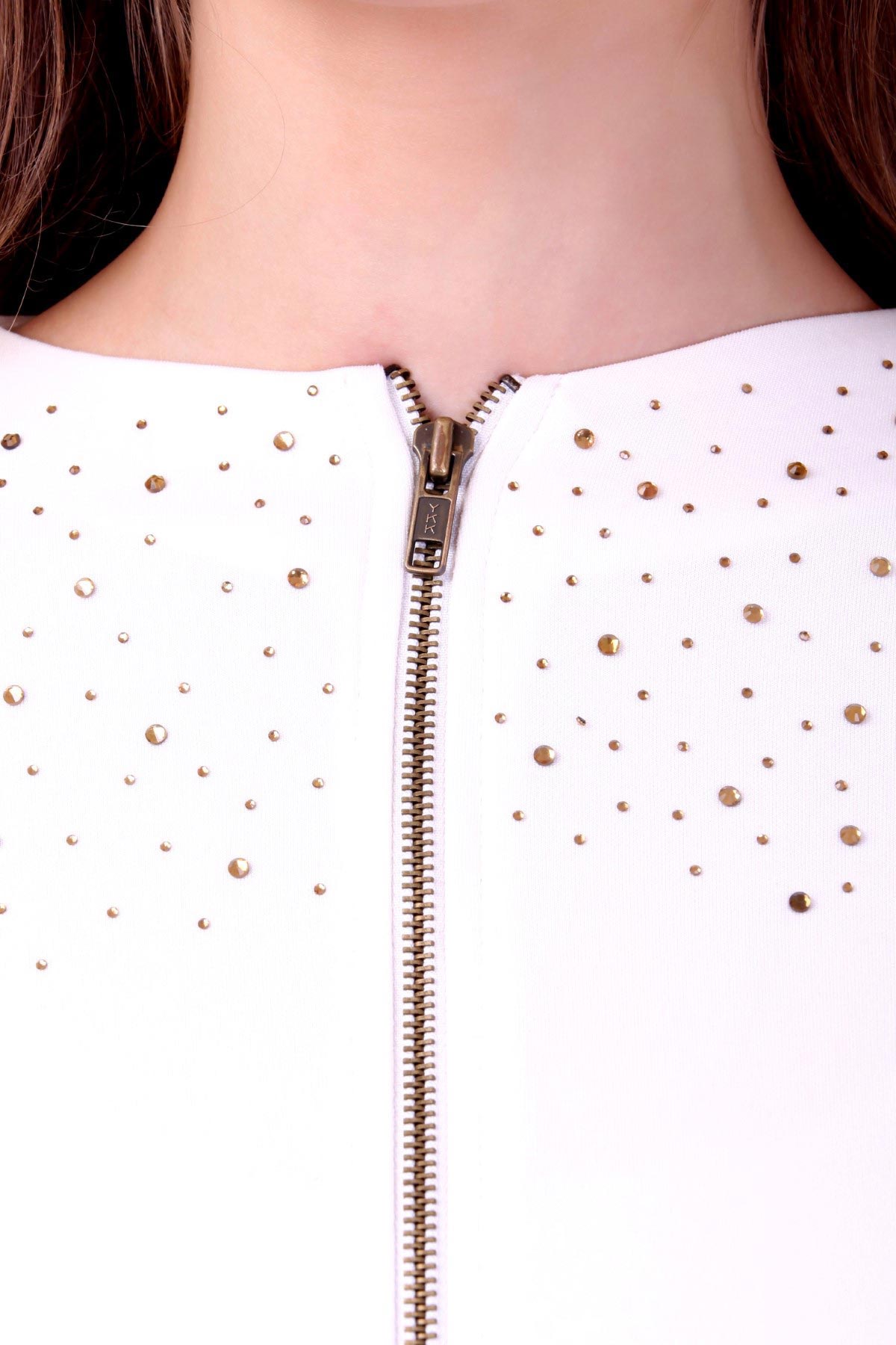 Women's Ivory Crystal Studded Jacket