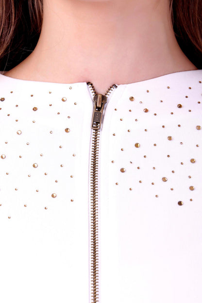 Women's Ivory Crystal Studded Jacket