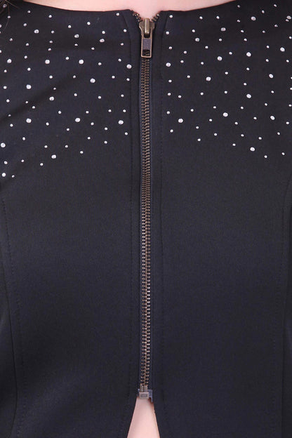 Women's Black Crystal Studded Jacket