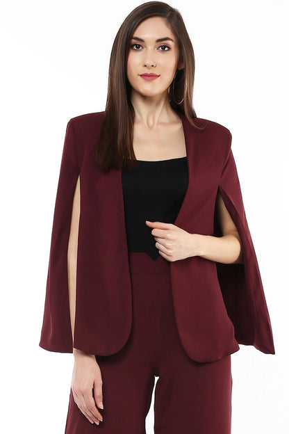 Women's Maroon Cape Jacket