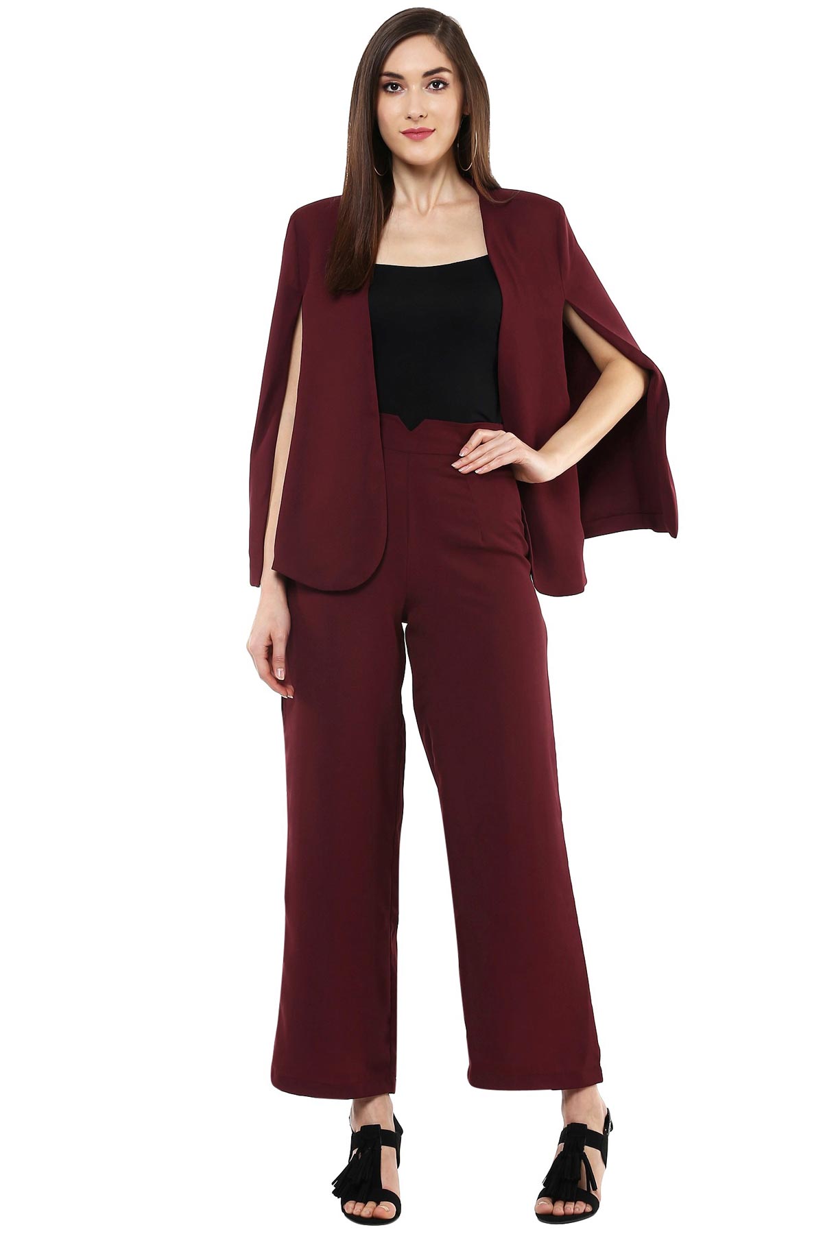 Women's Maroon Cape Jacket