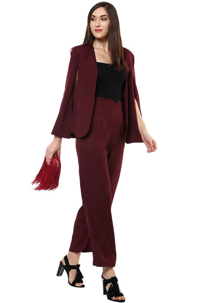 Women's Maroon Cape Jacket
