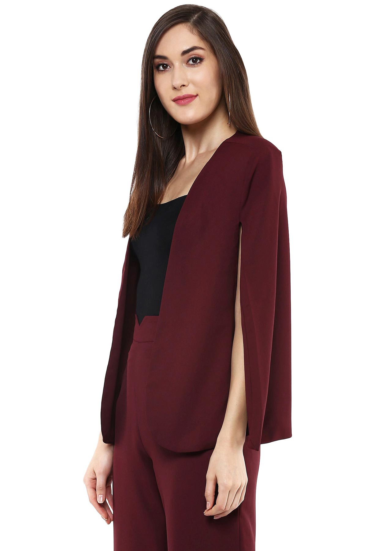 Women's Maroon Cape Jacket