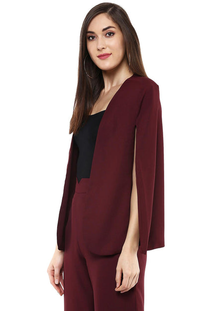Women's Maroon Cape Jacket