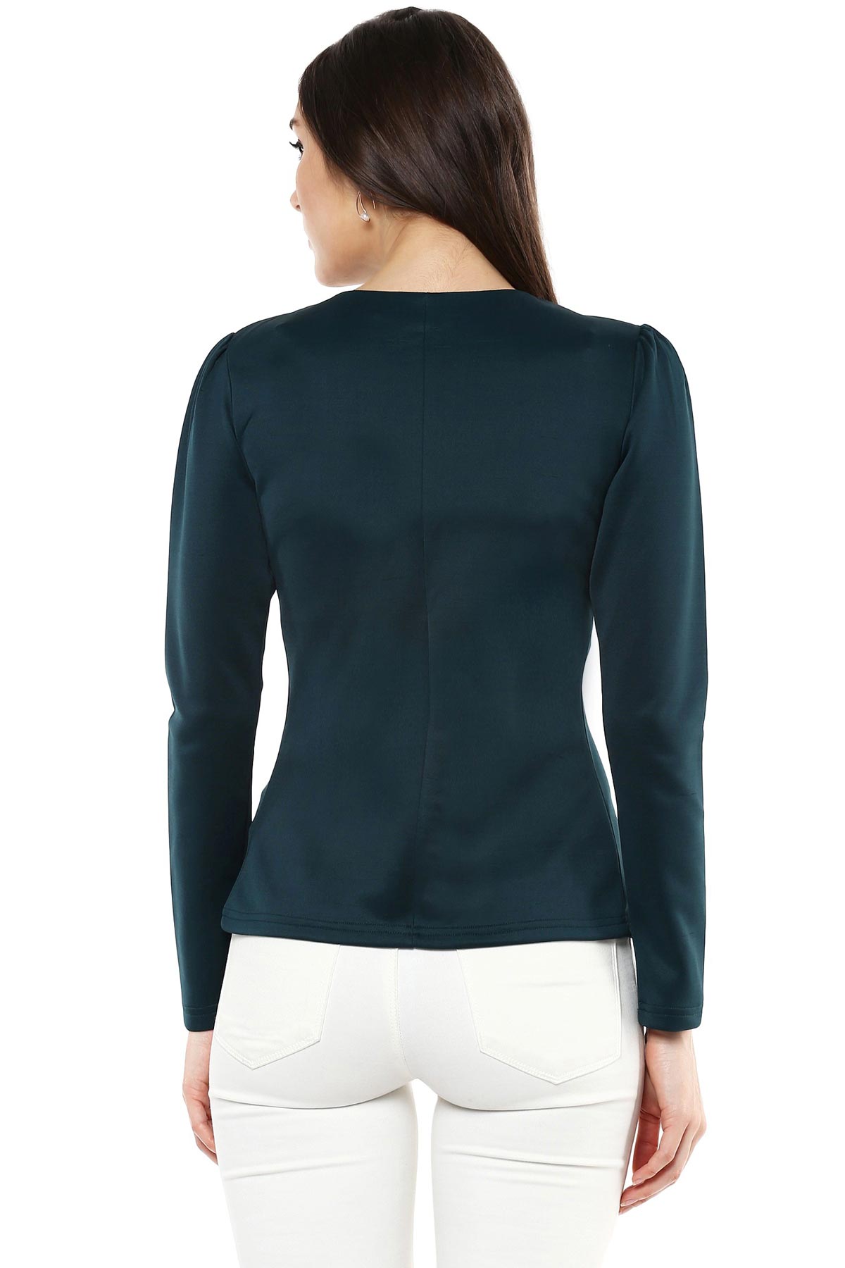Women's Bottle Green Crystal Studded Jacket