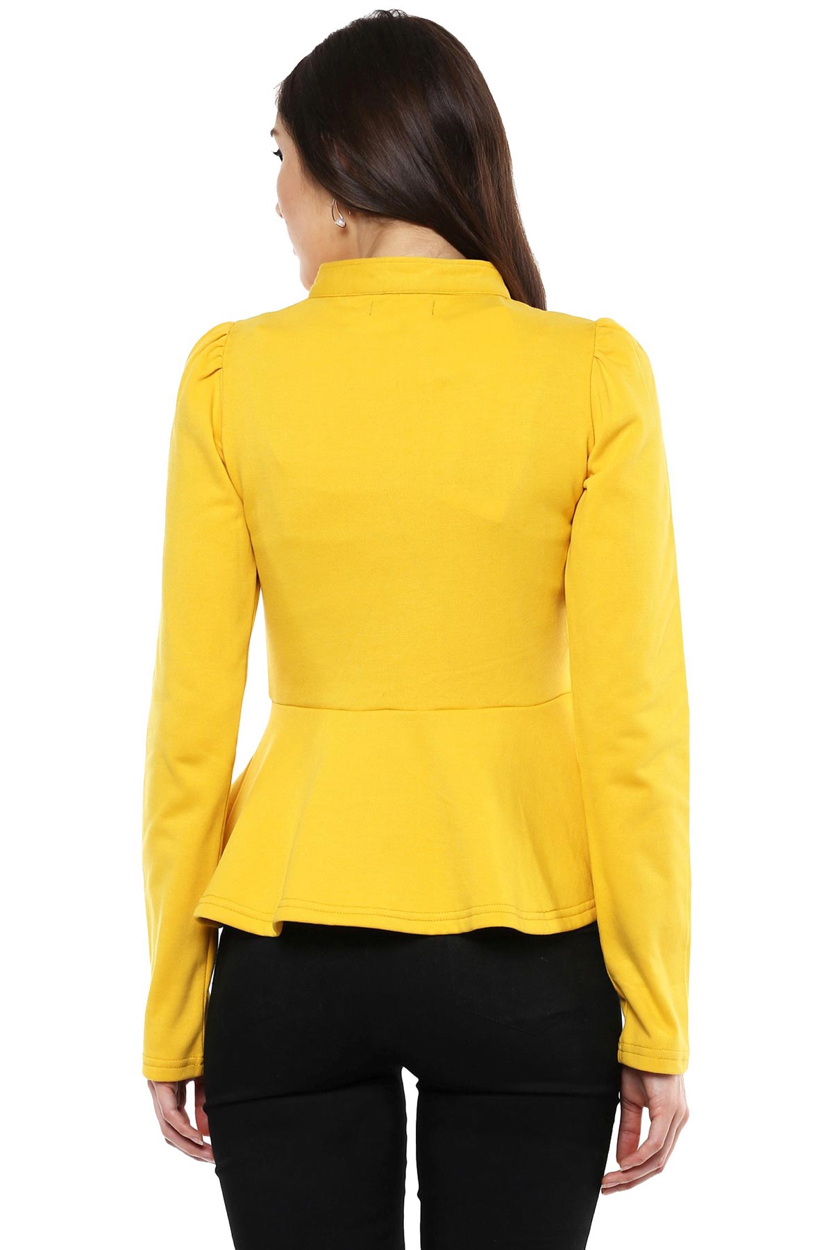Women's Mustard Fleece Peplum Jacket