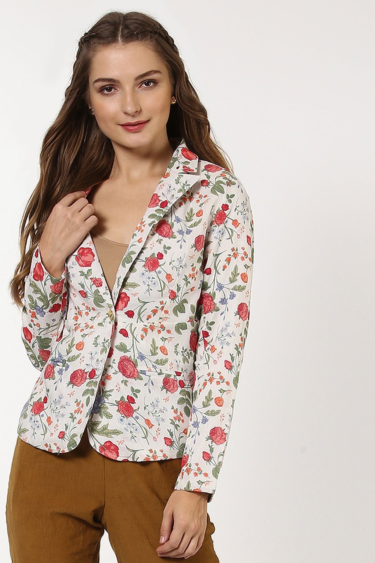 Women's Ivory Floral Blazer