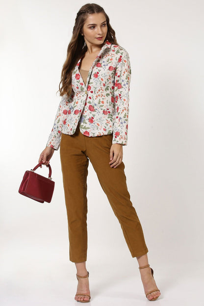 Women's Ivory Floral Blazer
