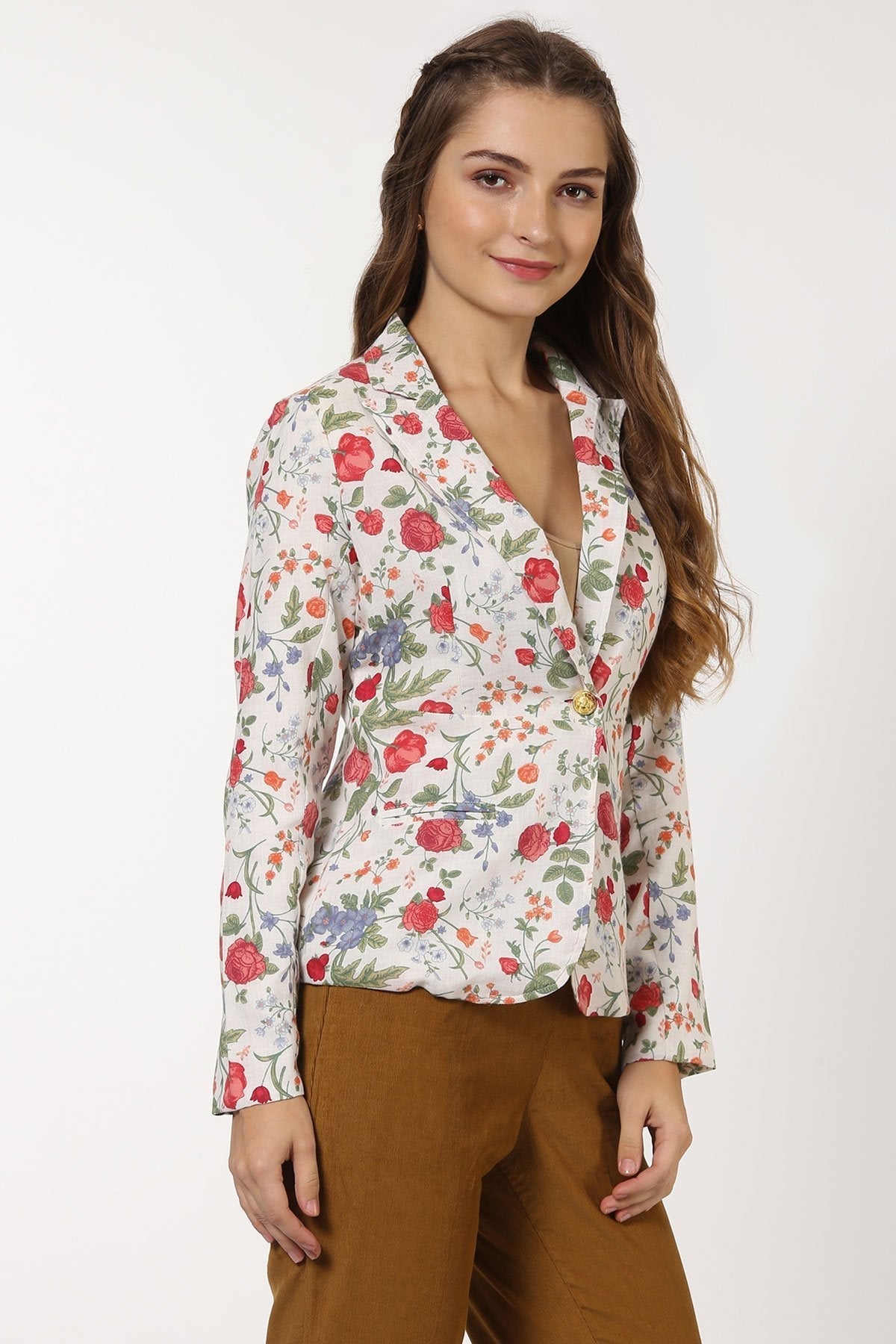 Women's Ivory Floral Blazer