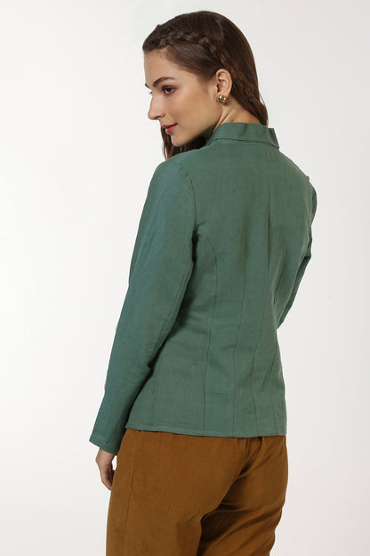Women's Green Linen Blazer