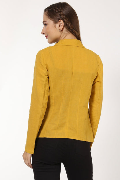 Women's Mustard Linen Blazer