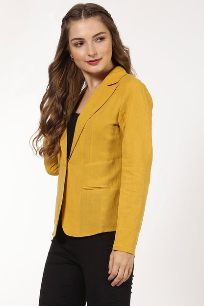 Women's Mustard Linen Blazer