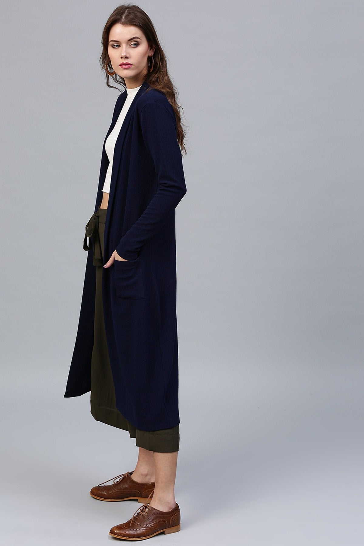 Women's Navy Longline Shrug