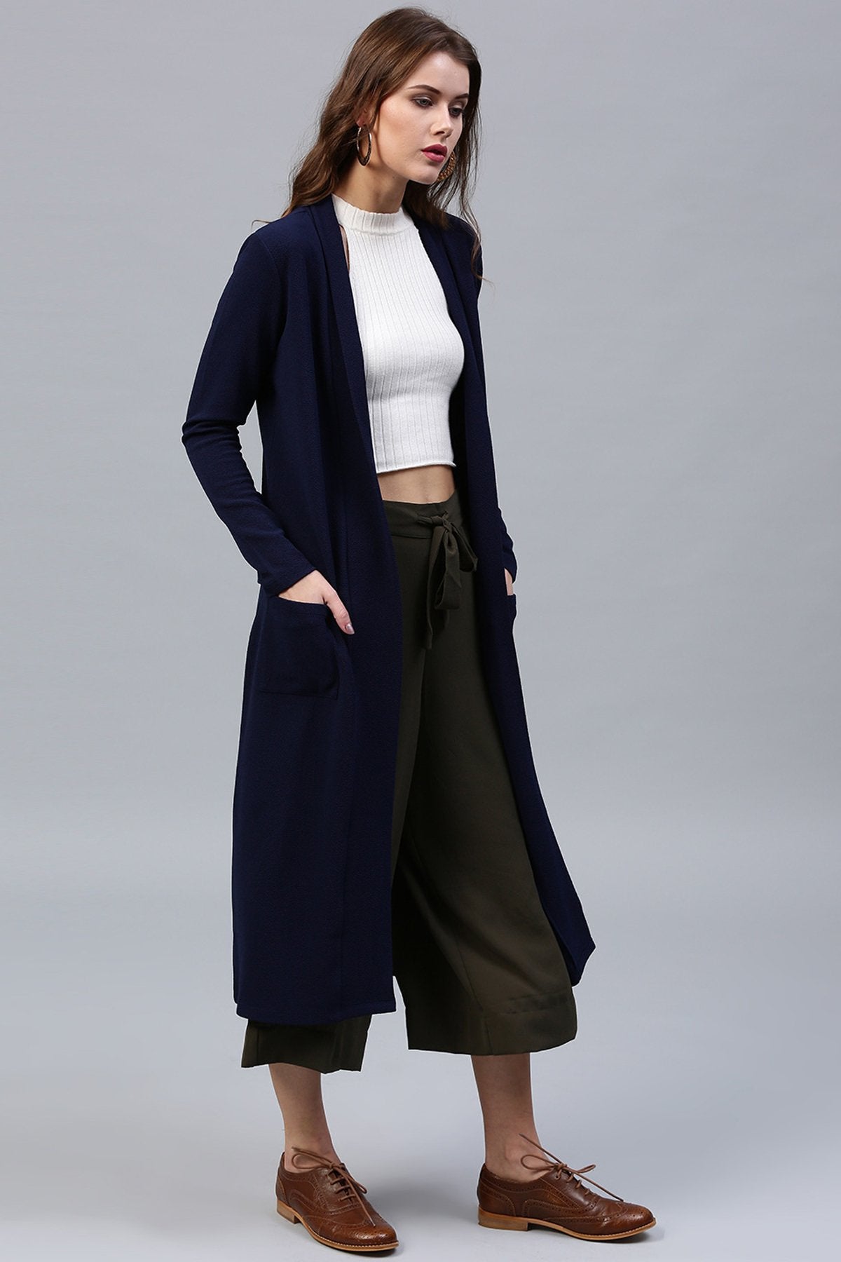 Women's Navy Longline Shrug