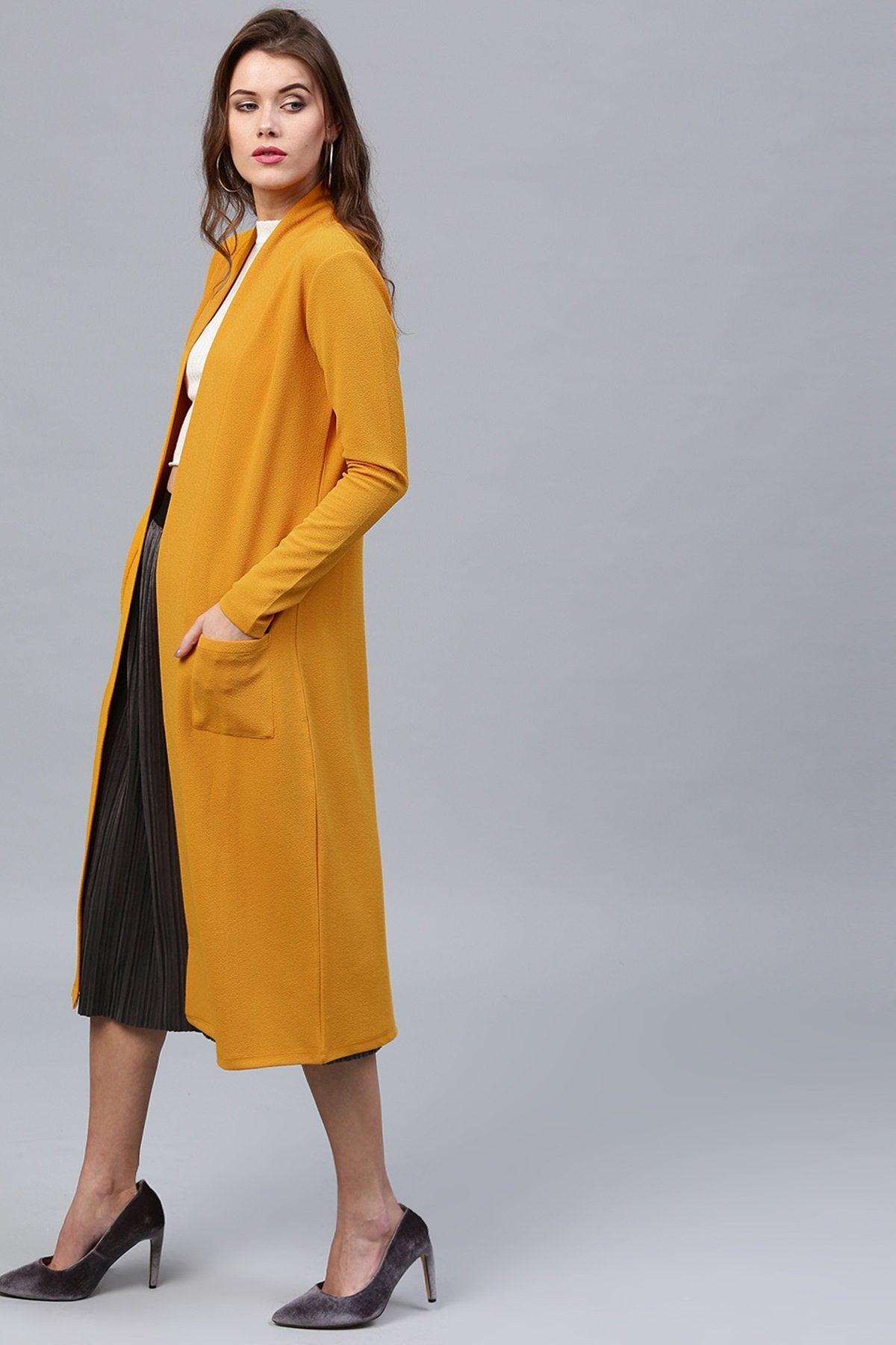 Women's Mustard Longline Shrug