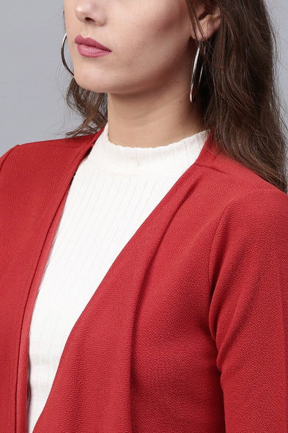Women's Red Shawl Collar Shrug