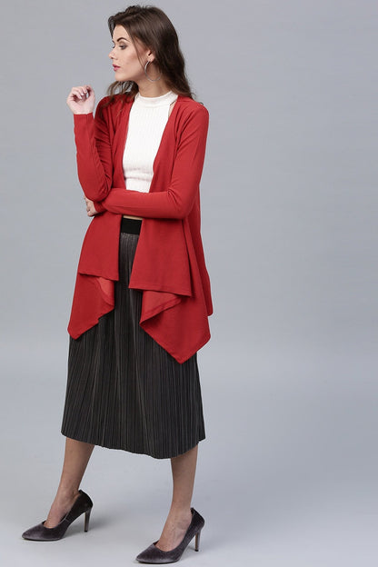 Women's Red Shawl Collar Shrug