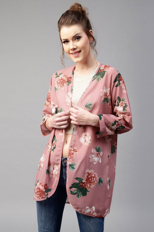 Women's Baked Pink Floral Shrug