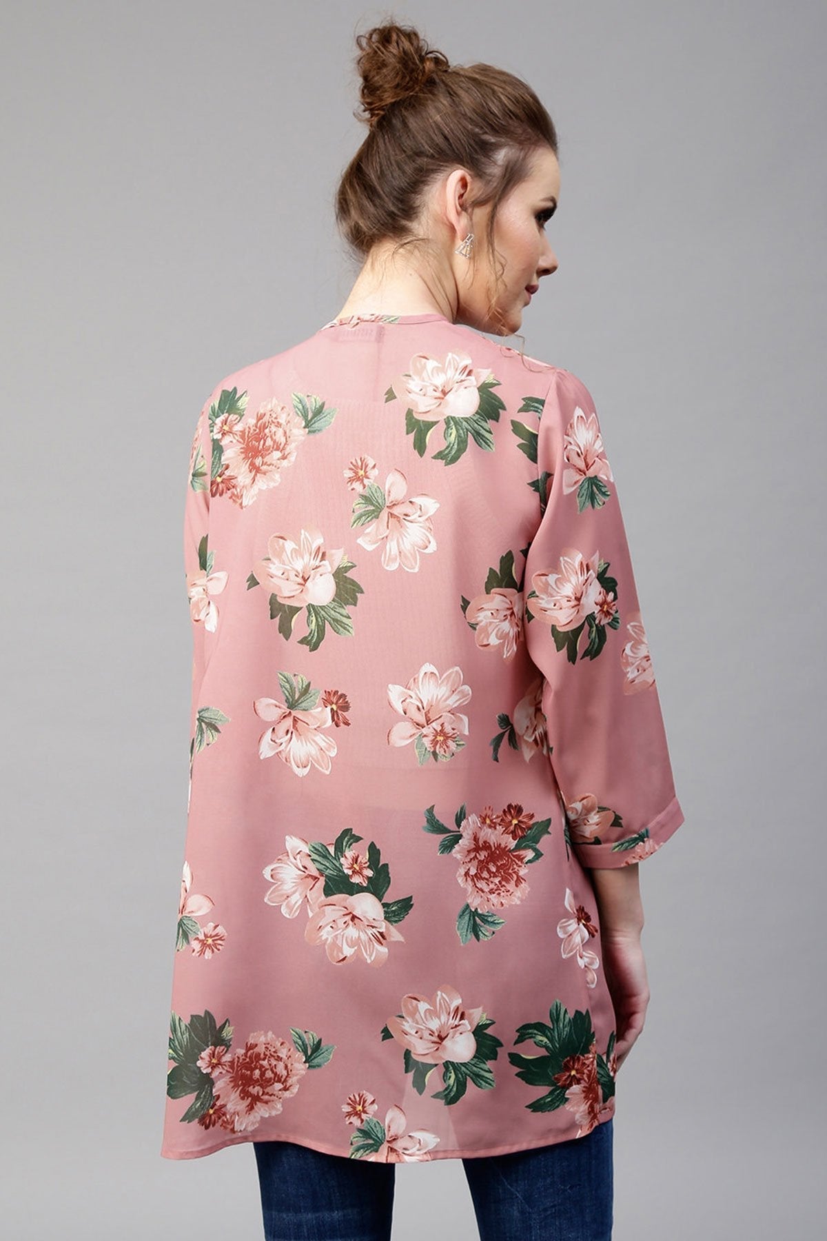 Women's Baked Pink Floral Shrug