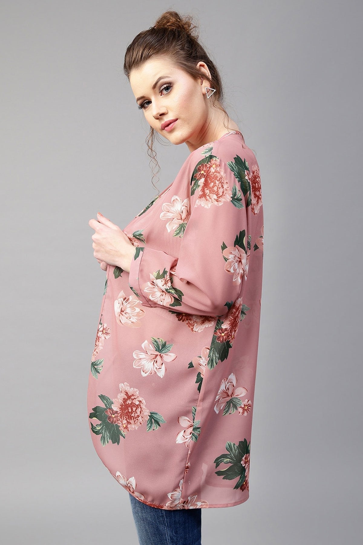 Women's Baked Pink Floral Shrug