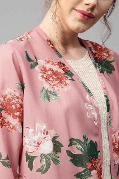 Women's Baked Pink Floral Shrug