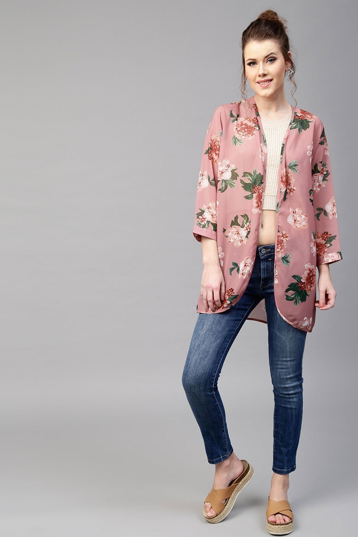 Women's Baked Pink Floral Shrug