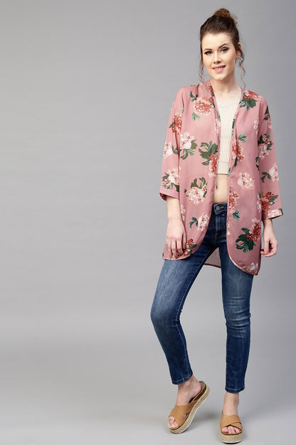 Women's Baked Pink Floral Shrug