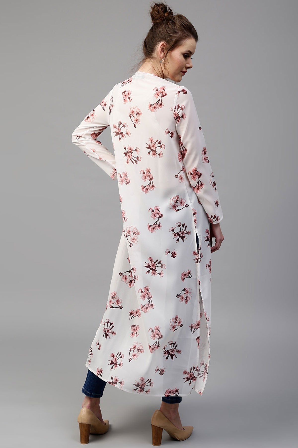 Women's Ivory Floral Longline Shrug