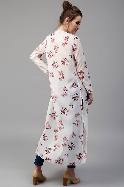Women's Ivory Floral Longline Shrug
