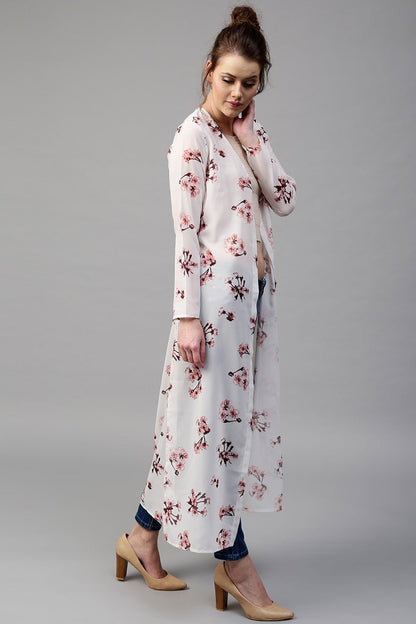 Women's Ivory Floral Longline Shrug
