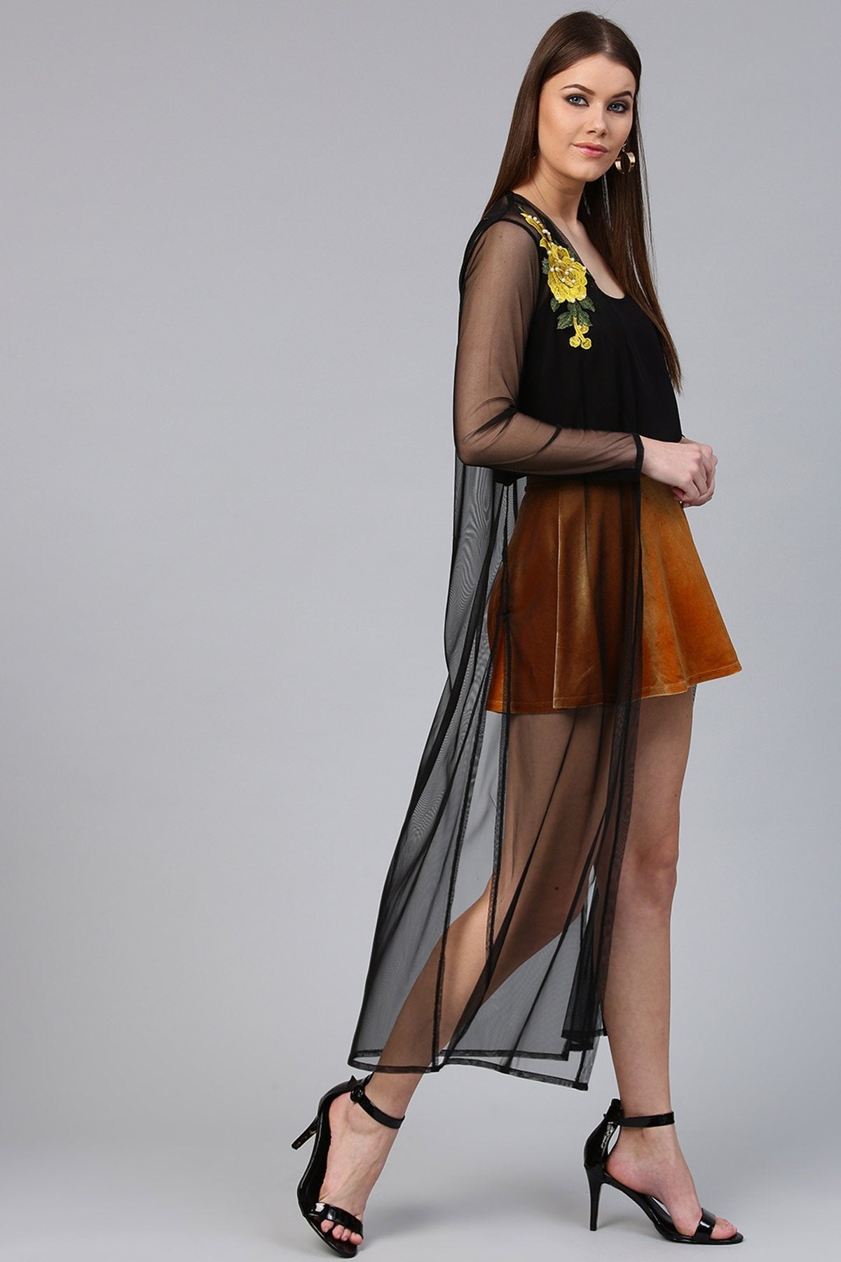 Women's Black Mesh Shrug