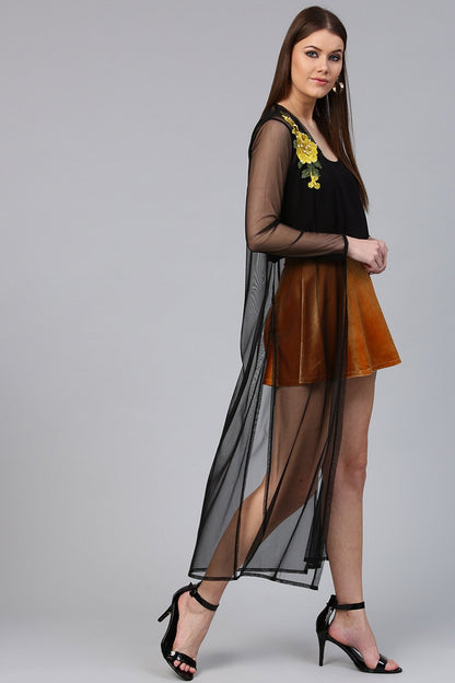 Women's Black Mesh Shrug