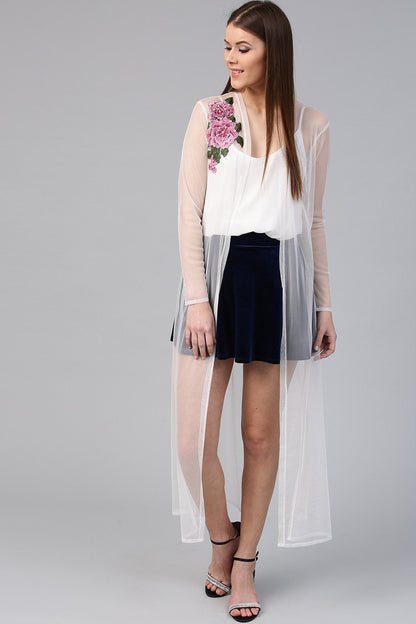 Women's White Mesh Shrug