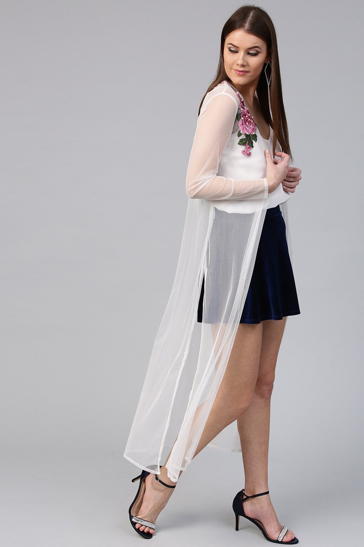 Women's White Mesh Shrug