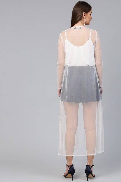 Women's White Mesh Shrug