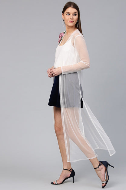 Women's White Mesh Shrug