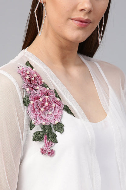 Women's White Mesh Shrug
