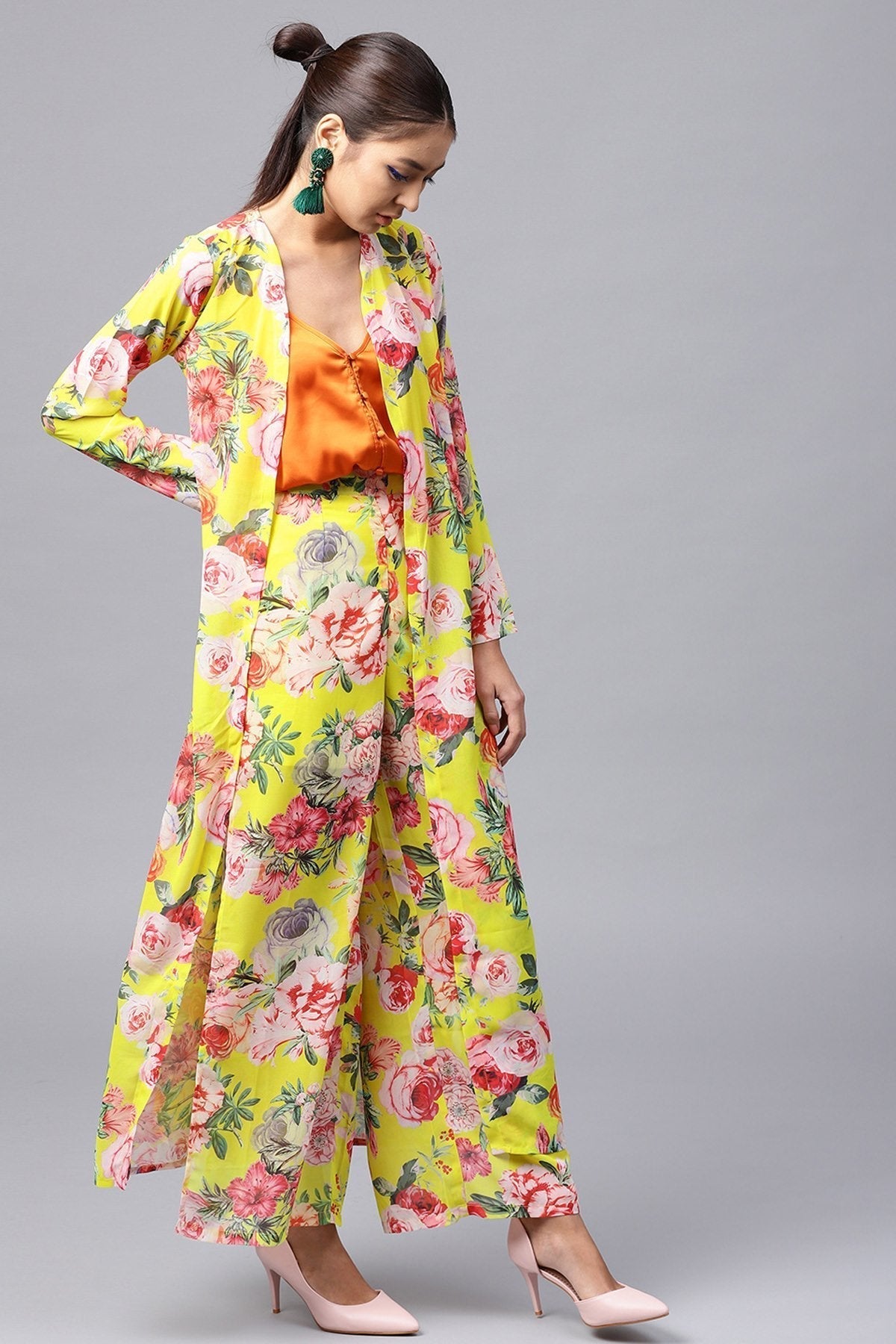 Women's Yellow Tropical Longline Shrug