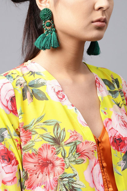 Women's Yellow Tropical Longline Shrug