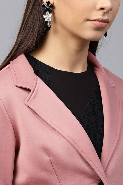 Women's Pink Scuba Ruffle Sleeve Blazer