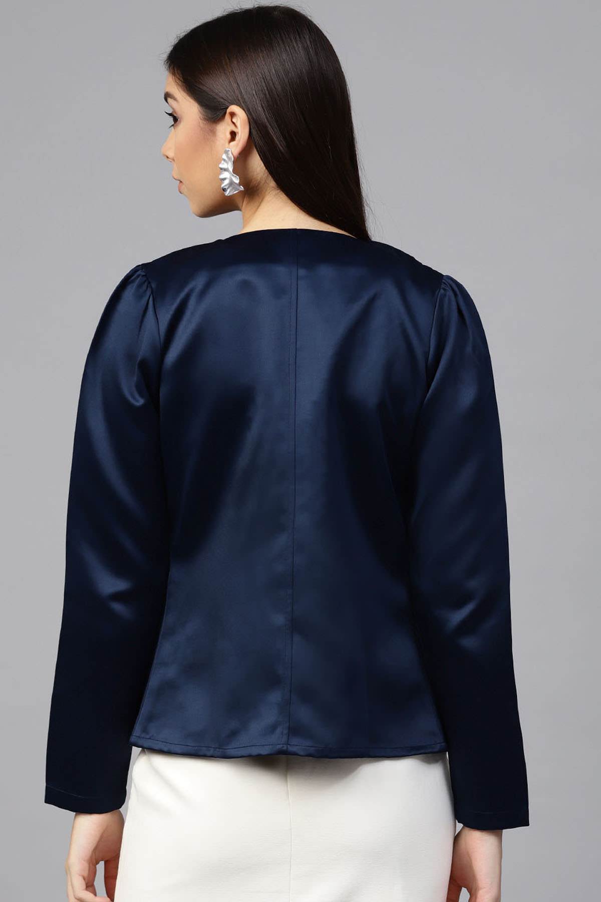 Women's Navy Pearl Studded Jacket