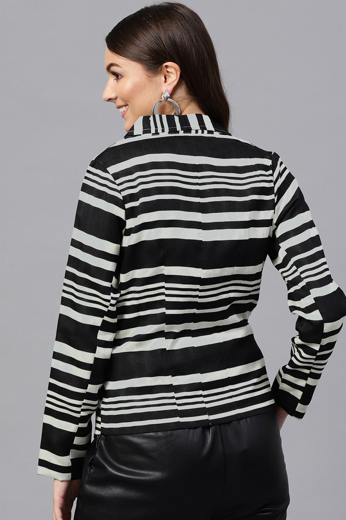 Women's Monochrome Stripe Double Breast Blazer