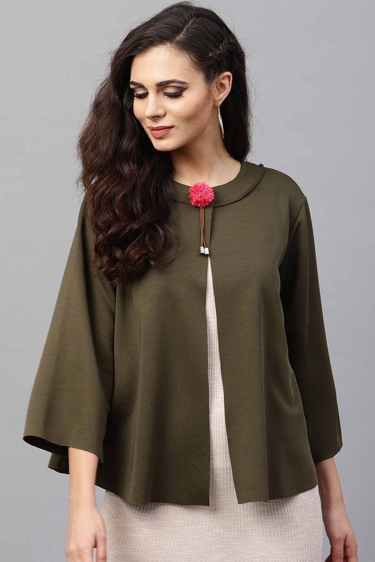Women's Olive Poncho Jacket