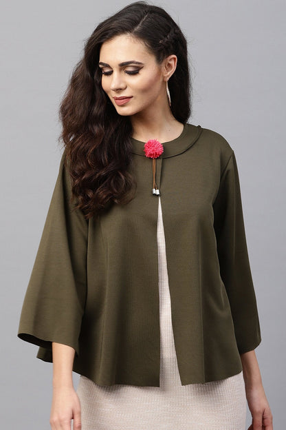 Women's Olive Poncho Jacket