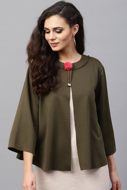 Women's Olive Poncho Jacket