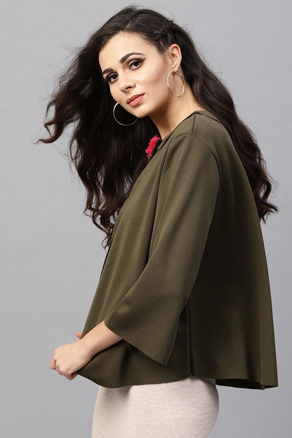 Women's Olive Poncho Jacket
