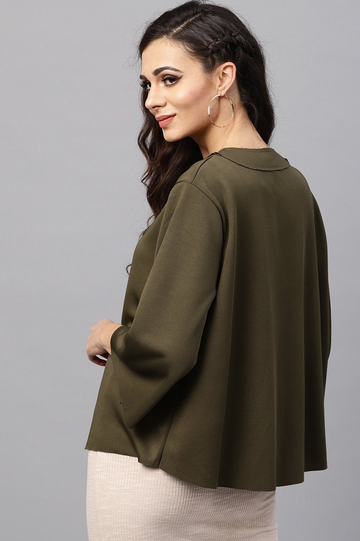 Women's Olive Poncho Jacket