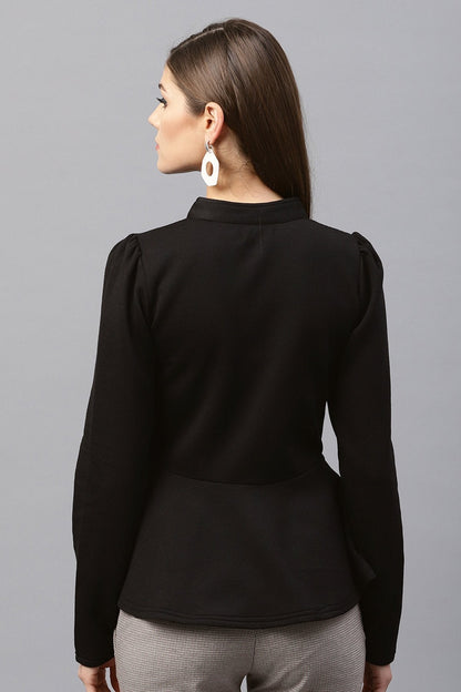 Women's Black Fleece Peplum Jacket