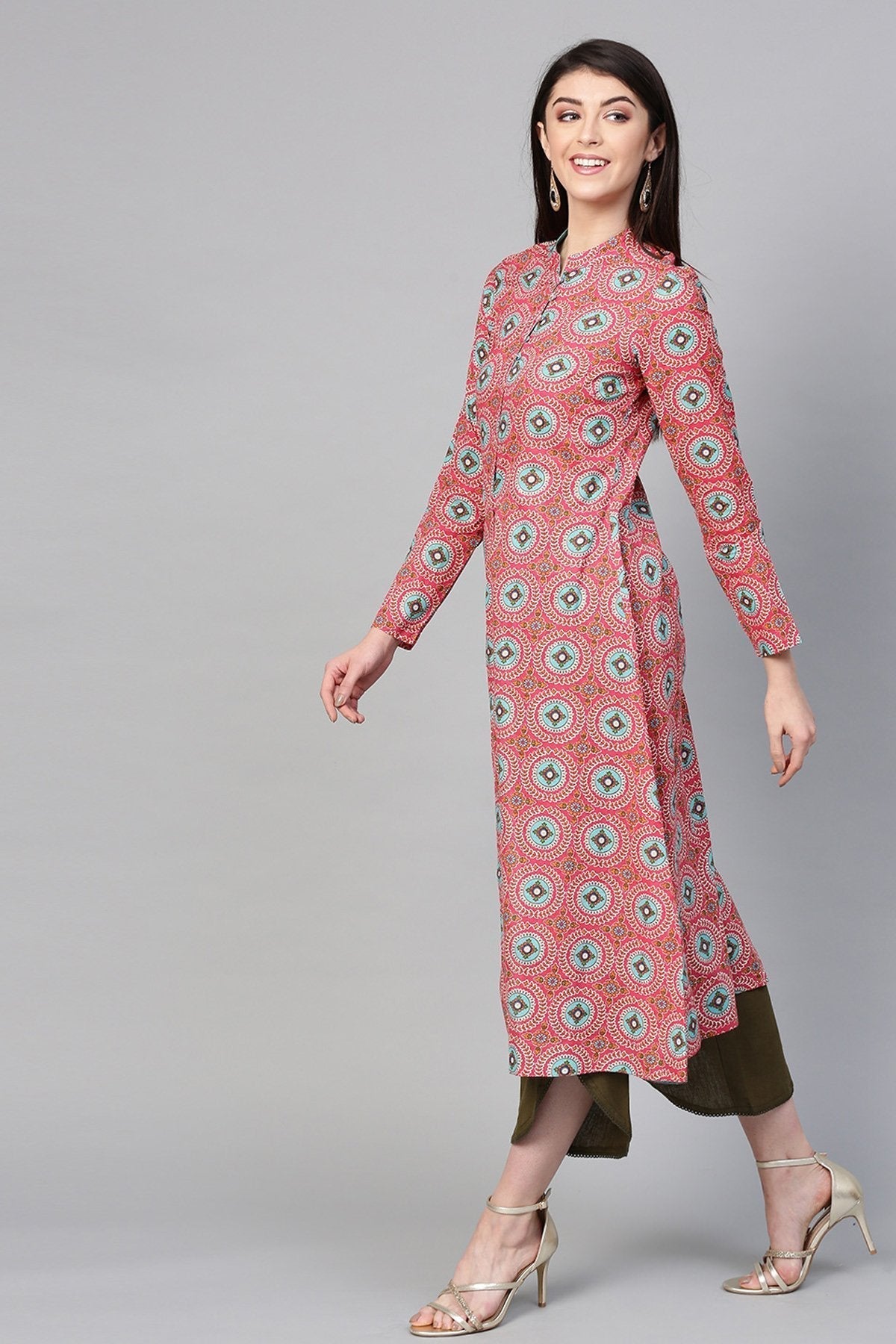 Women's Pink Floral Front Button Shrug